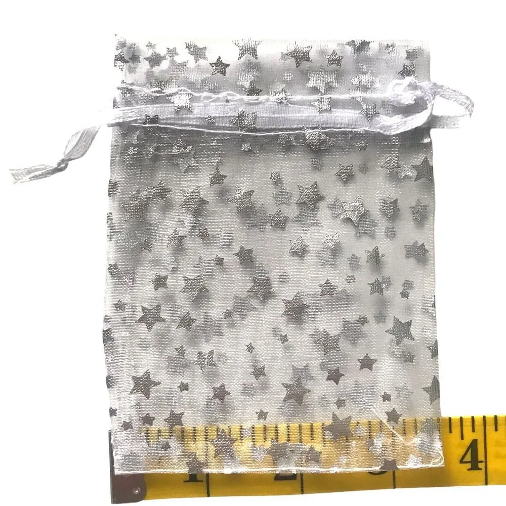 100PCS Organza Gift Bag Modern‎ Star Pattern Drawstring Design Party Packing Bag